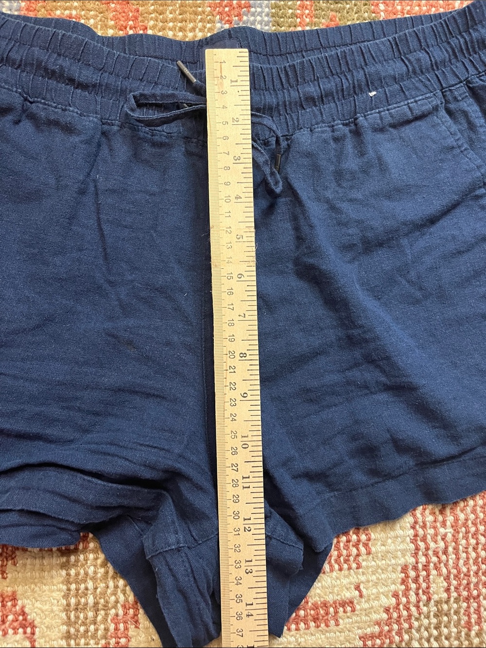 Gap Navy Linen Drawstring Shorts Large Elastic Waist EUC - Picture 3 of 8